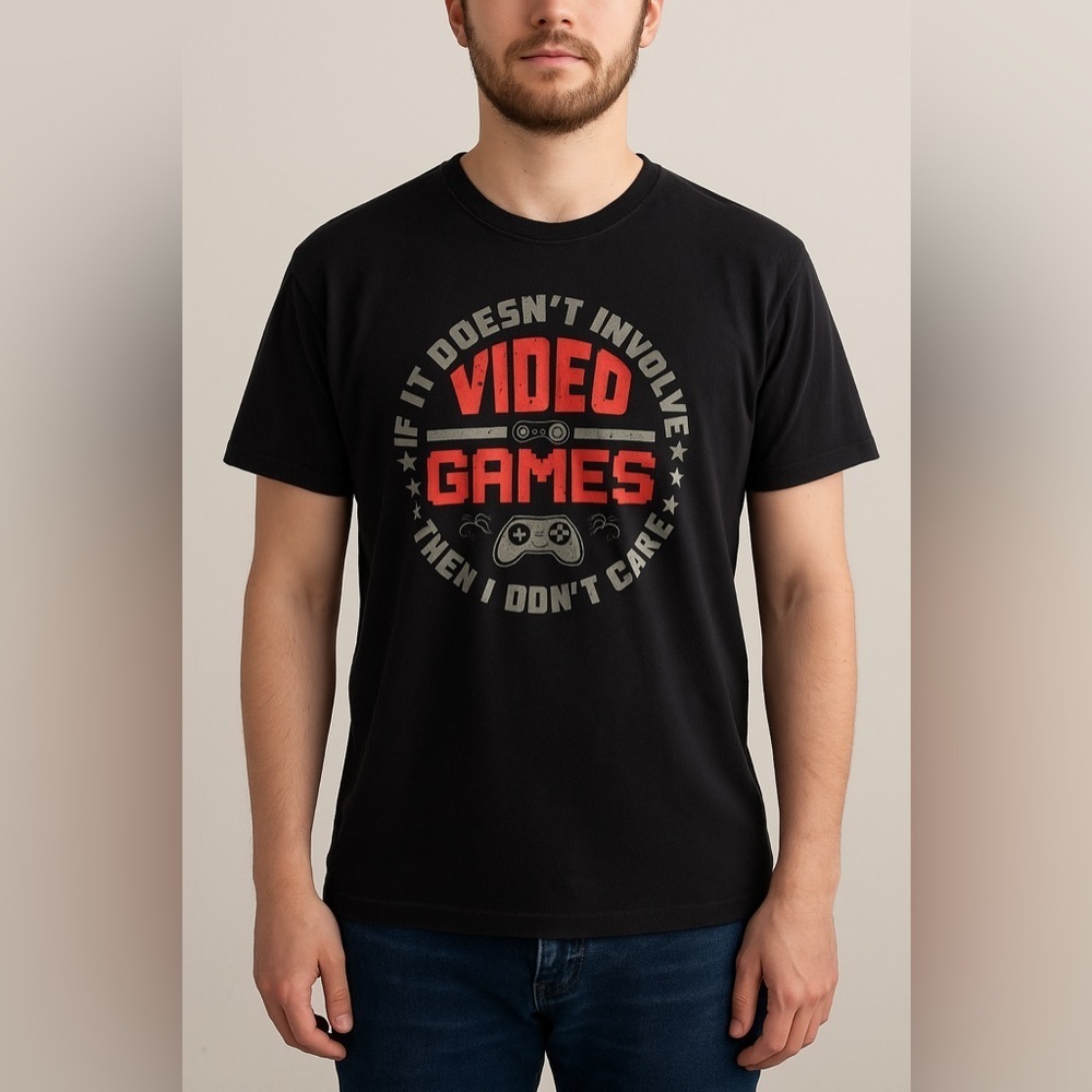 “If It Doesn’t Involve Video Games Then I Don’t Care” Graphic Tee – Size L